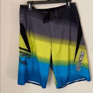 Billabong Men's Gray, Yellow, and Blue Board Shorts